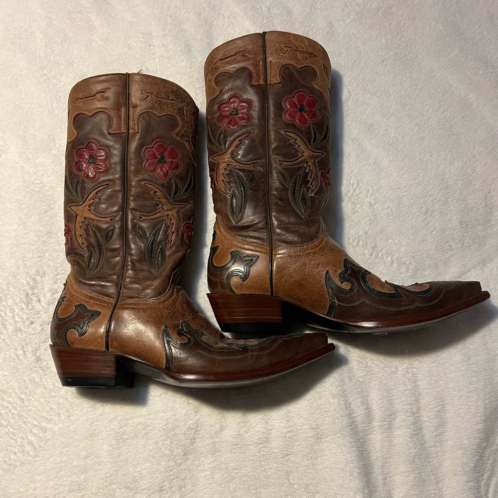 Old Gringo Brown and Red Heeled Boots Golondritas - Picture 3 of 5